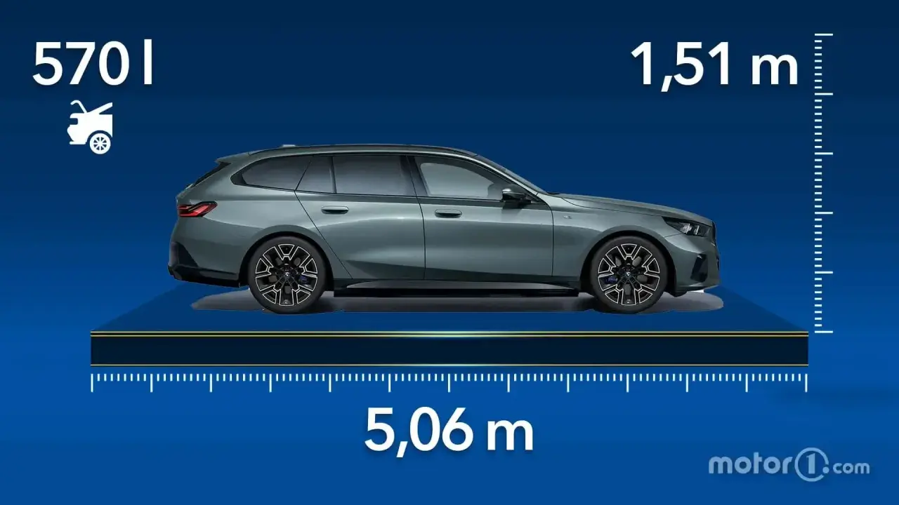 Medidas del BMW Serie 5 Touring: 5,06 m de largo, 1,51 m de alto y 570 l de maletero.
