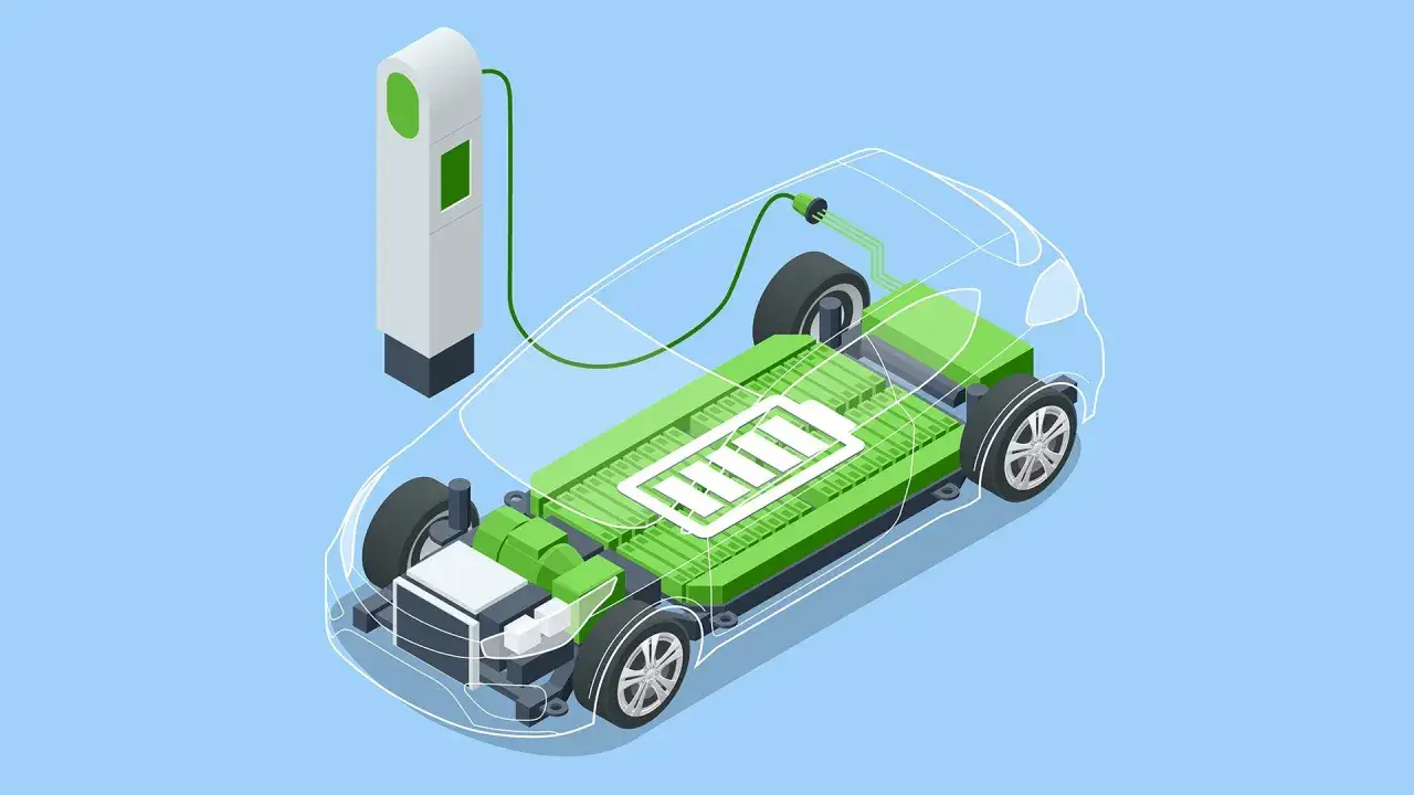 Coche eléctrico en carga, mostrando la potencia batería coche eléctrico y su sistema de carga.
